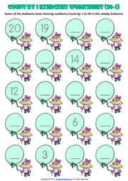Counting Numbers By 1 and 2 Printable Maths Worksheets and Exercises